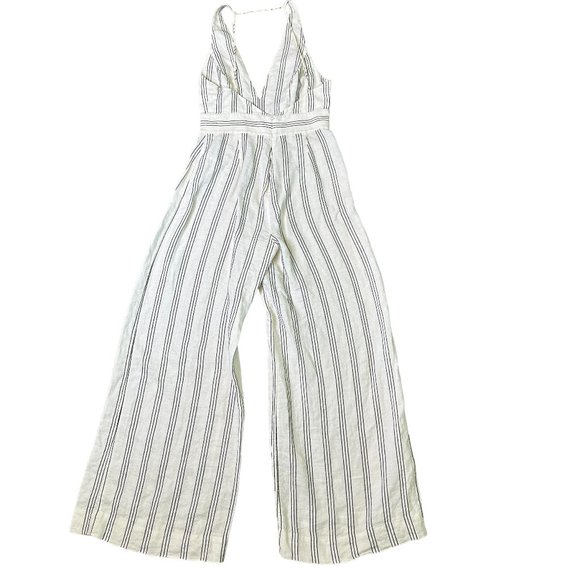 & Other Stories Linen Blend Jumpsuit Stripe White Open Back Size 6 Women's - Picture 7 of 16